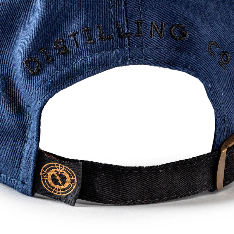 Rear view of Blue Great Jones hat with embroidered black logo