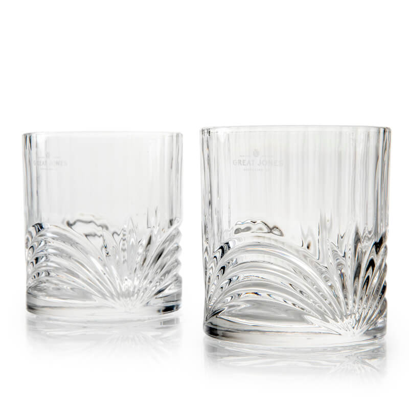 Set of two Great Jones Deco Rocks Tumblers on white background