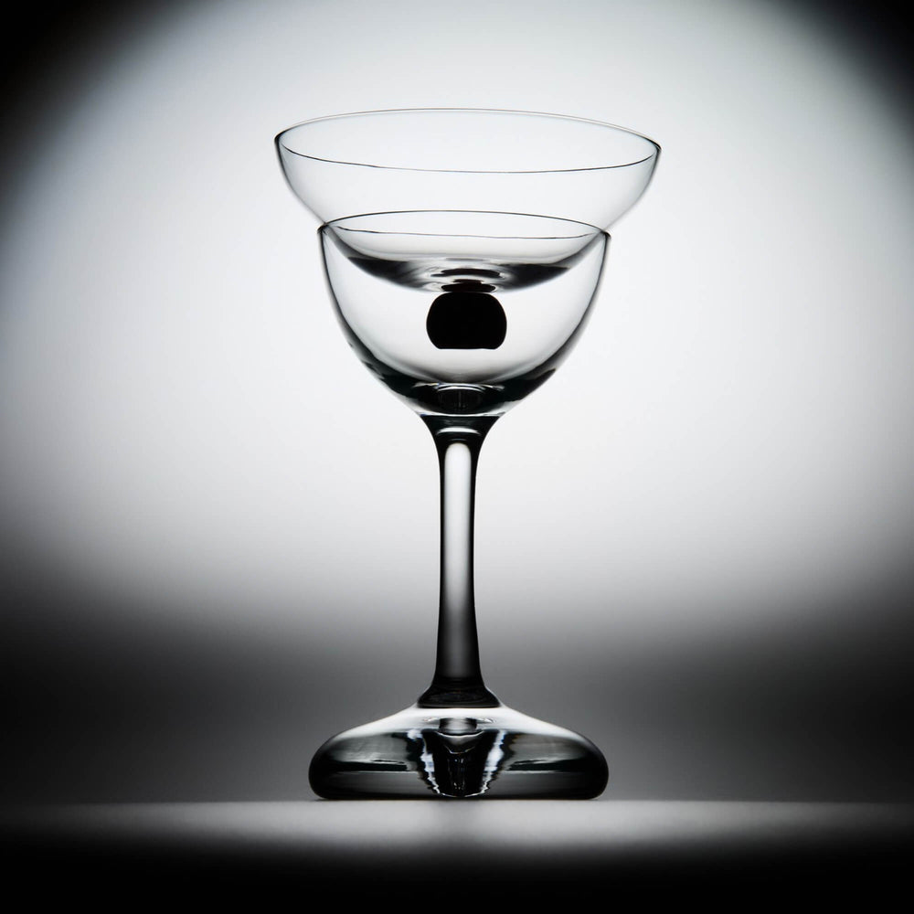 
                  
                    Hand-blown Cherry Manhattan Glass with sculptural cherry base, designed in NYC.
                  
                
