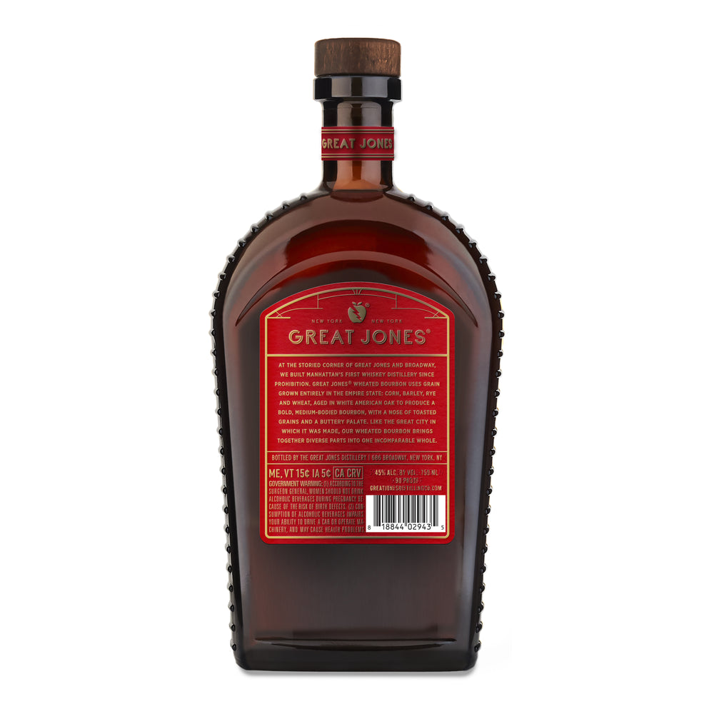 
                  
                    Great Jones Wheated Bourbon back red label
                  
                