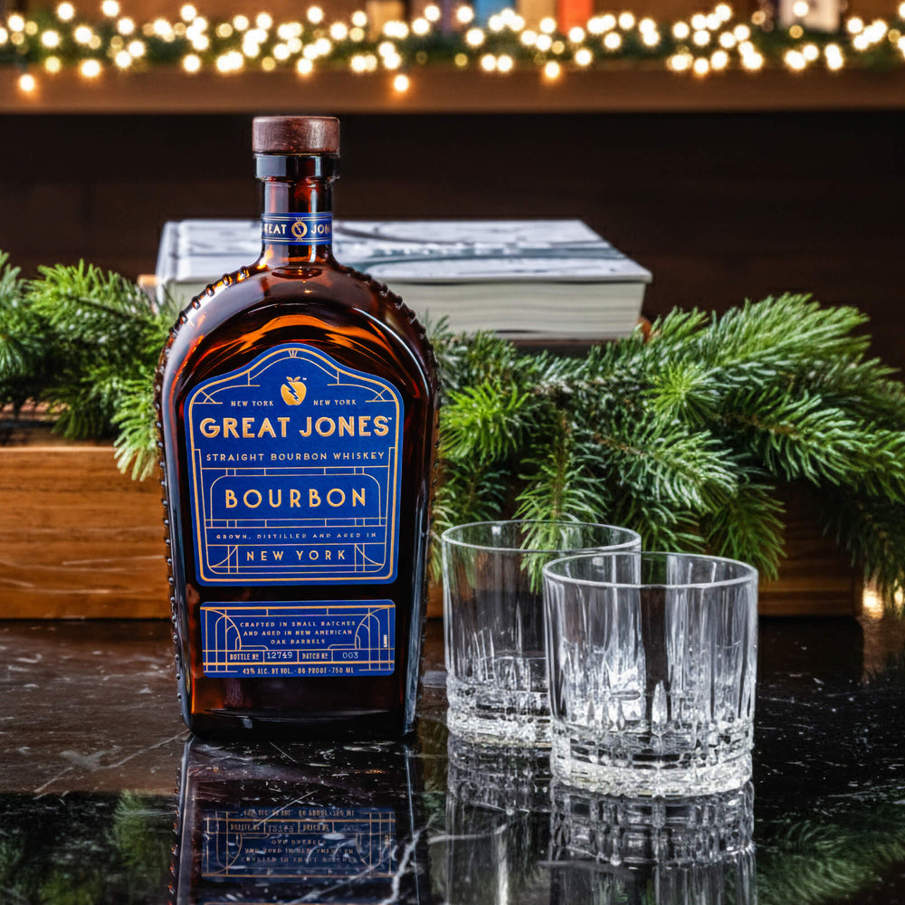 The Jones Parlor Bundle, including Crystal Rocks Glasses (Set of 2) and Great Jones Straight Bourbon - 750ml