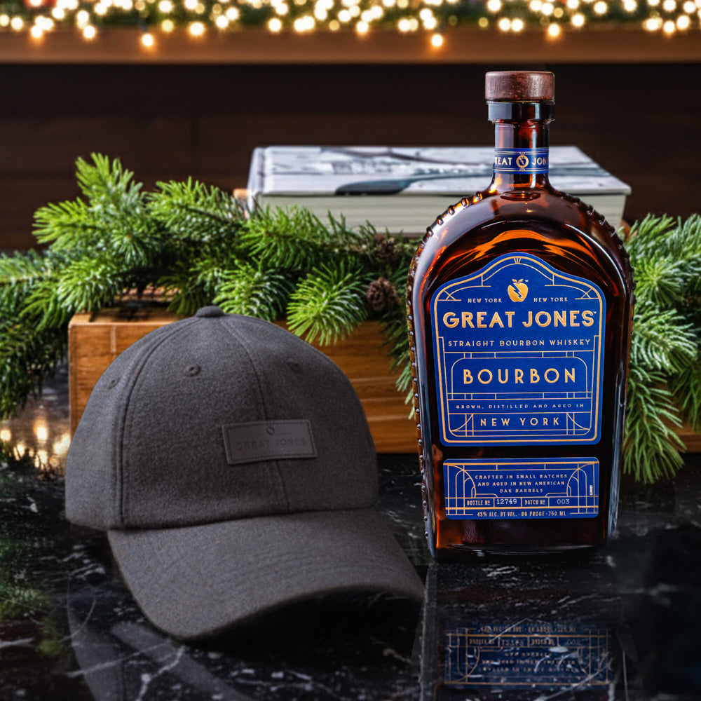 The Winter Warmer Bundle, including Grey Wool Cap and Great Jones Straight Bourbon - 750ml