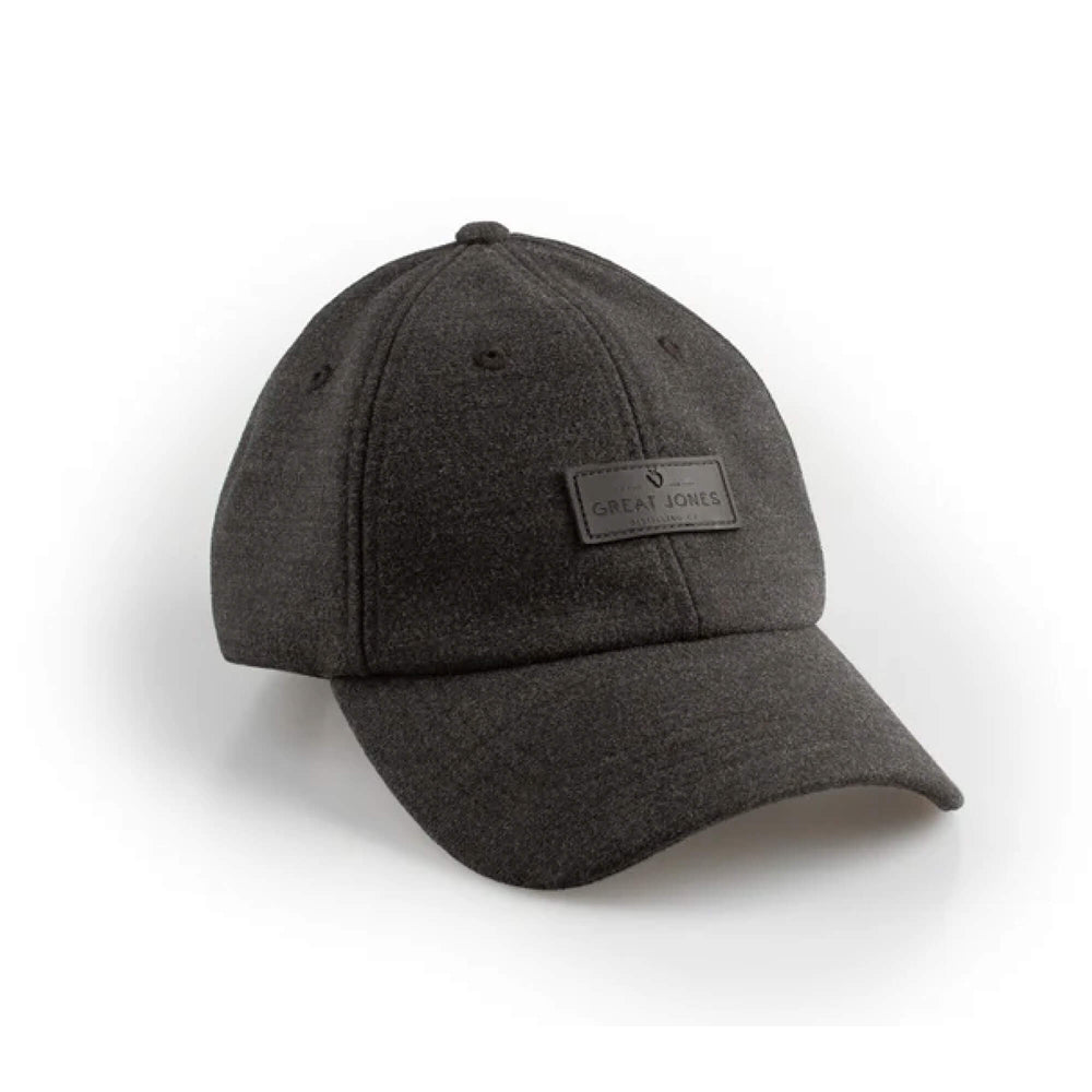
                  
                    Grey Wool Cap with Great Jones Distilling Co label sewn on front panel
                  
                