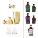 Gold Leopold® Jigger Gold Cocktail Shaker, Whiskey Taster Glass (set of 2), and your choice of Great Jones x Wölffer Estate Cask Finished Bourbon Great Jones Rye Whiskey 375ml or 750ml, or Great Jones Straight Bourbon 375ml or 750ml.