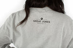 Sweat shirt Great Jones logo in back of shirt